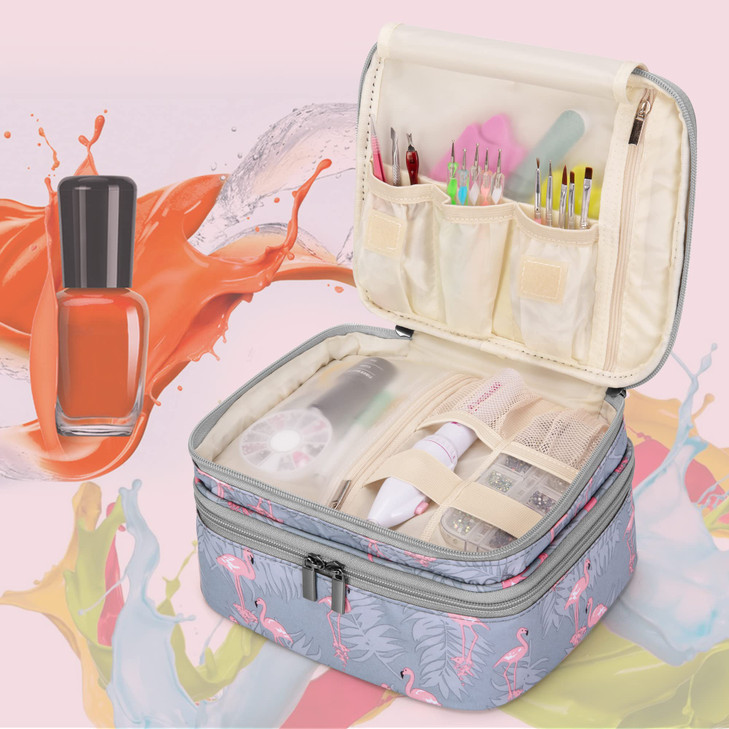 LUXJA Nail Polish Carrying Case Holds 30 Bottles 15ml 05 floz Doublelayer Organizer for Nail Polish and Manicure Set Fla