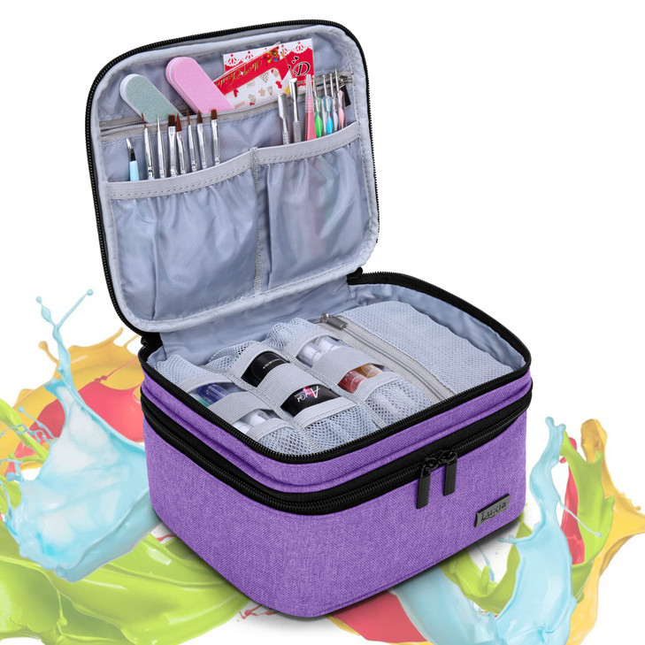 LUXJA Nail Polish Carrying Case Holds 20 Bottles 15ml 05 floz Portable Organizer Bag for Nail Polish and Manicure Set Pu