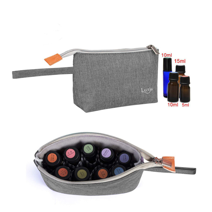 LUXJA Essential Oil Carrying Bag Holds 8 Bottles 5ml15ml Also Fits for Roller Bottles Portable Organizer for Essential O