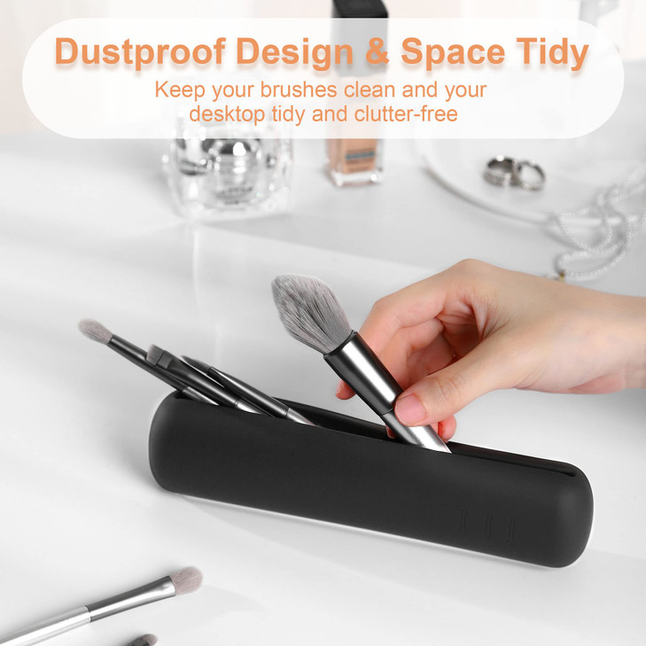 FERYES Travel Makeup Brush Holder Magnetic Antifall Out Silicon Portable Cosmetic Face Brushes Holder Soft and Sleek Mak