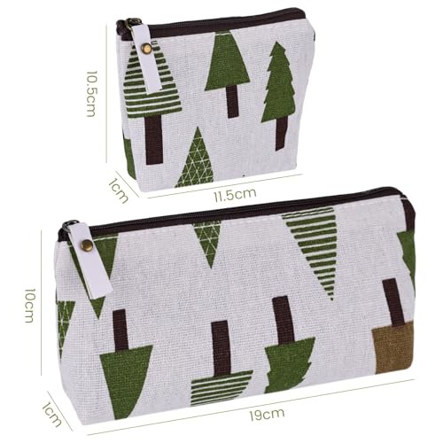 Koogel 10 Packs Canvas Zipper Pencil Bags 5 Style Pencil Case Pouch Bag Small Cosmetic Makeup Bags Coin Purse Multifunct