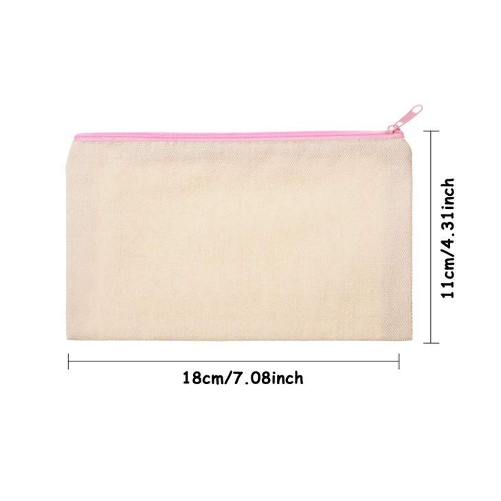 Frienda 18 Pieces Canvas Makeup Bag Multipurpose Cosmetic Bag Travel Toiletry Pouch Pen Coin Bag Blank DIY Bag with Zipp