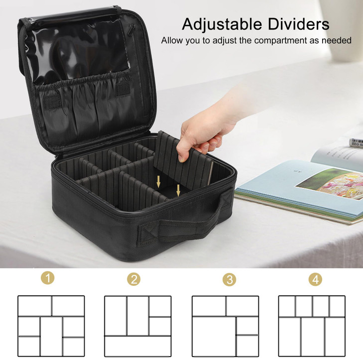 Relavel Travel Makeup Train Case Makeup Cosmetic Case Organizer Portable Artist Storage Bag with Adjustable Dividers for