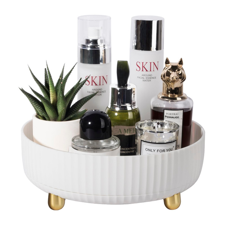 Anyoifax Makeup Perfume Organizer Tray 360 Degree Rotating Lazy Susan Skincare Lotion Organizer Spinning Cosmetics Stora