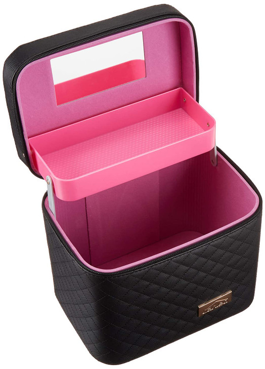 Sooyee Makeup BagMakeup Organizer with MirrorCosmetic Travel Bag with Fold Tray Cosmetic Bags for Women Designed To Fit