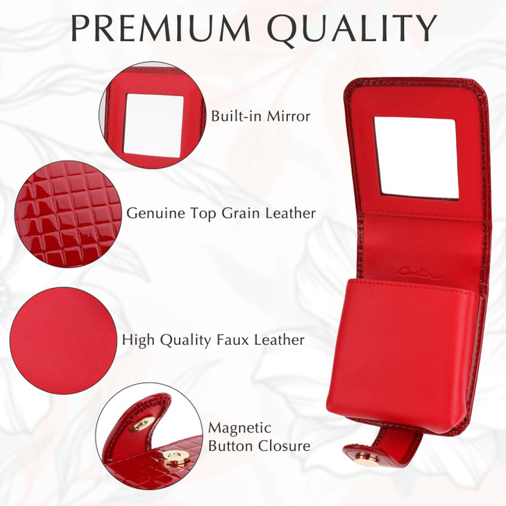 kilofly Genuine Leather Double Lipstick Case Cosmetic Makeup Holder Gift Box