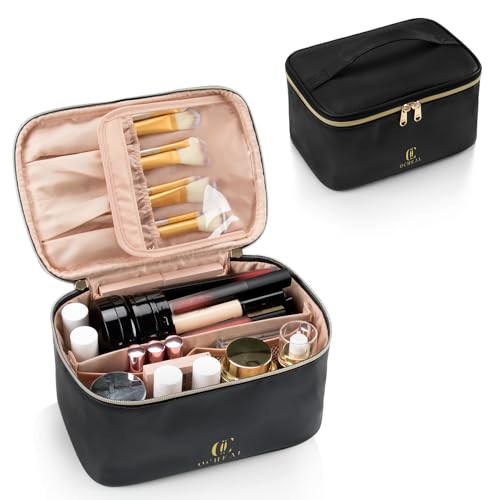 OCHEAL Makeup Bag Portable Cosmetic Bag Large Capacity Travel Makeup Case Organizer Black For Women Toiletry Bag for Gir