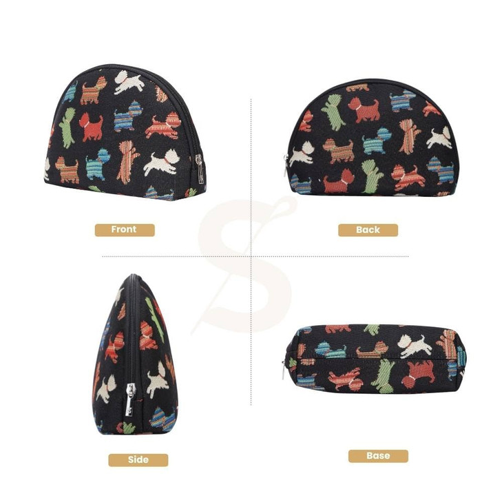 Signare Tapestry Cosmetic Bag Toiletry Makeup Bag for Women With Playful Puppy Dog Design COSMPUPPY