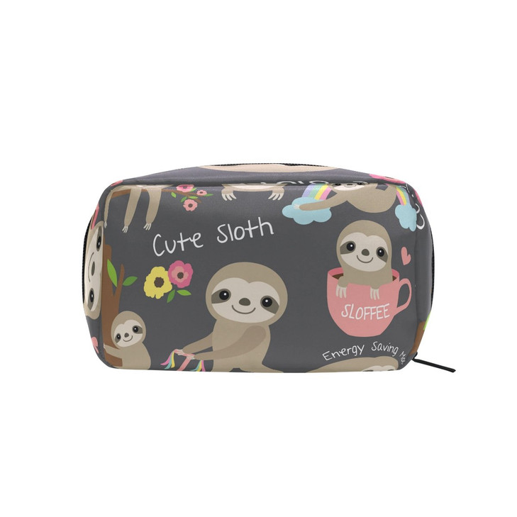 DOENR Makeup Bag Portable Travel Cosmetic Train Case Cute Sloth Toiletry Bag Organizer Accessories Case Tools Case for B