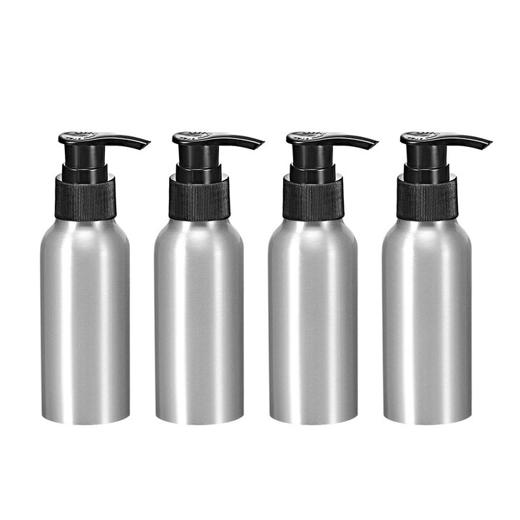 uxcell 34oz100ml Aluminium Pump Bottle with Black Pump CapEmpty Refillable Container Travel Bottle for Kitchen and Bathr