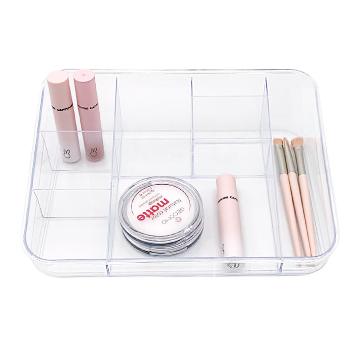 SUNFICON Makeup Tray Organizer Cosmetic Display Case Office Stationery Storage Holder Countertop Storage Unit Makeup Box