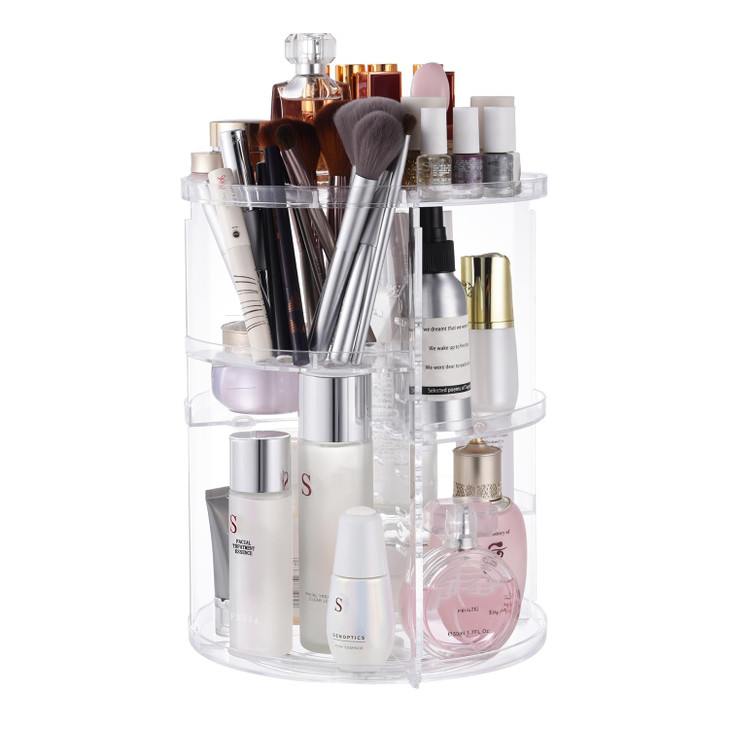 seinlife 360 Rotating Makeup OrganizerDIY Adjustable Spinning HolderFoldable Cosmetic Storage Display boxLarge Capacity