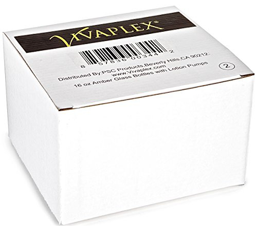 Vivaplex 2 Large 16 oz Empty Amber Glass Bottles with Black Lotion Pumps