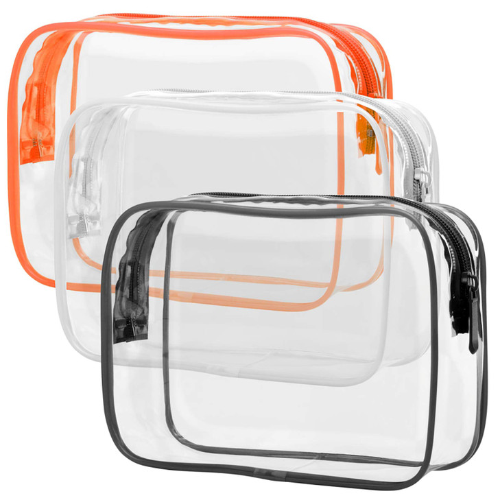 PACKISM Clear Toiletry Bag 3 Pack TSA Approved Toiletry Bag Quart Size Bag Travel Makeup Cosmetic Bag for Women Men Carr