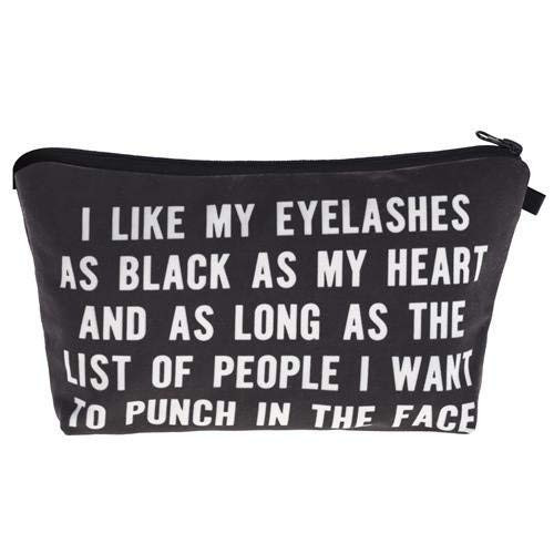 I Like My Eyelashes As Black As My Heart Funny Mascara Makeup Bag With Saying For Women Cosmetics Toiletry and Travel Cu
