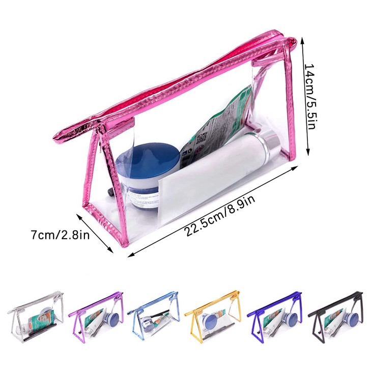 SITAKE 12 Pcs Portable Transparent Cosmetic Bags Clear Waterproof Makeup Bags with Handle PVC Travel Toiletry Bags Pouch