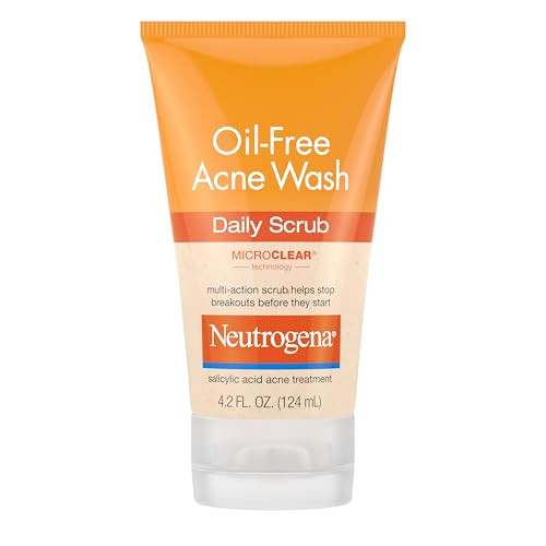 Neutrogena Oil-Free Acne Face Wash with 2% Salicylic Acid, Daily Exfoliating Scrub & Acne Treatment for Oily, Acne-Prone Skin, Clears Breakouts & Bla