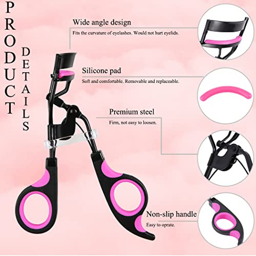 Uranian Eyelash Curlers Protable Eyelash Curler Metal Lash Curler Pink Eye Lash Curler Makeup Tool for Women and Girls