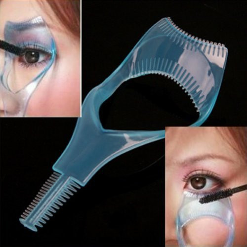 2pcs Eyelash Makeup Tool Upper Lower Eye Lash Mascara Guard Applicator Guide Helper with Eyelash CombRandom Color