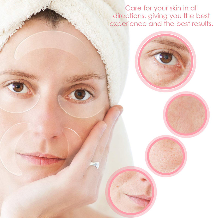 Syhood 12 Pieces Silicone Eye Wrinkle Pads Anti Aging Silicone Pads Reusable Reduce Skin Wrinkles Under Eye Patches Clea
