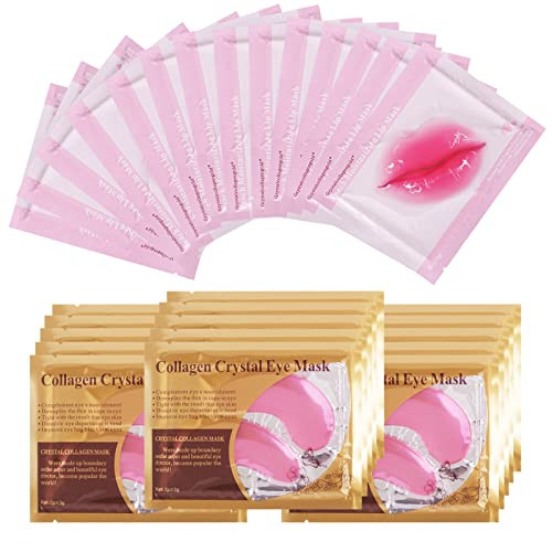 paminify 30PCS Lip Masks Sheet Moisturizing Crystal Collagen Pink Under Eye Mask GelChristmas Gift for Women AntiAging E