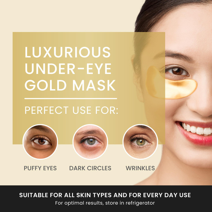 Bisou Bisou Bisou 24K Gold Under Eye Patches 22 Pairs Collagen Masks for Dark Circles Puffiness Wrinkles Skincare Treatm