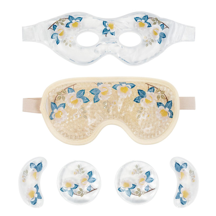 LEOSTEP 4 PCS Cooling Eye Mask Set Ice Face Mask with Camellia Essential Oil Cold Eye Compress and Reusable Gel Pads for