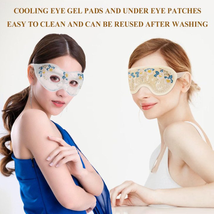 LEOSTEP 4 PCS Cooling Eye Mask Set Ice Face Mask with Camellia Essential Oil Cold Eye Compress and Reusable Gel Pads for