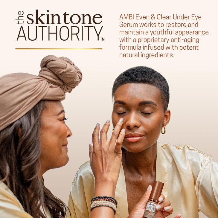 Ambi Even Clear Under Eye Serum for All Skin Types Anti Aging Formula features Peptides Hyaluronic Acid and Vitamin A to