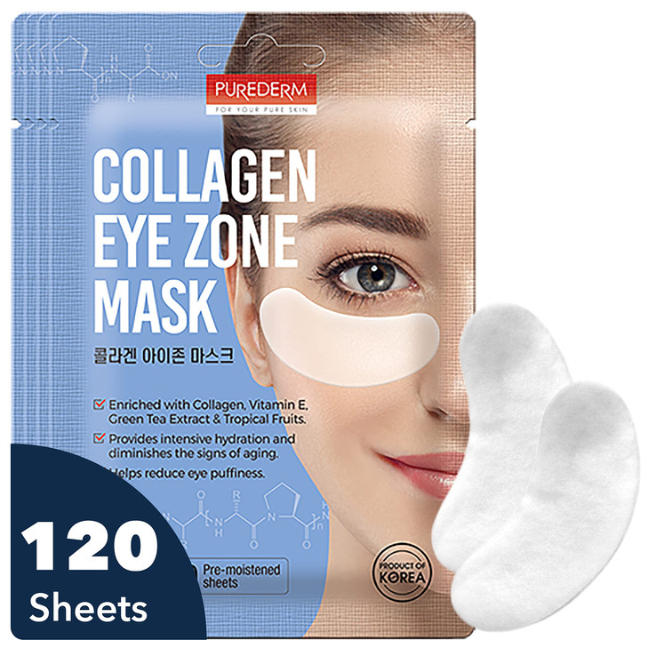 Purederm Deluxe Collagen Eye Mask Collagen Pads For Women 4 Pack Of 30 SheetsNatural Eye Patches With Antiaging and Wrin