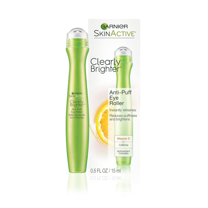 Garnier Clearly Brighter AntiPuff Eye Roller Dark Circles Under Eye Treatment with Caffeine and Vitamin C 05 Fl Oz 15mL