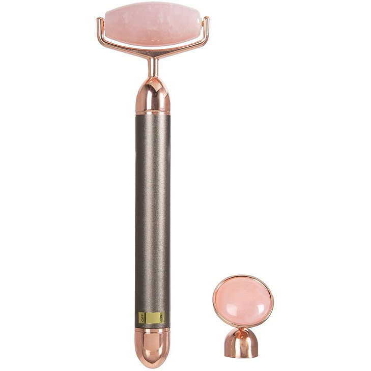ForPro Professional Collection Electric Face Roller Eye Massager 2 in 1 Vibrating Skin Care Tool Rose Quartz