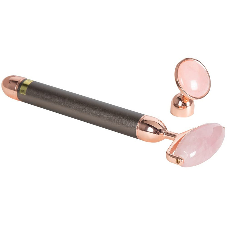 ForPro Professional Collection Electric Face Roller Eye Massager 2 in 1 Vibrating Skin Care Tool Rose Quartz