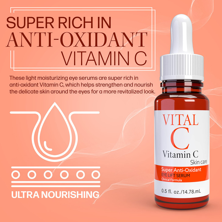 Vital C Vitamin C Serum for Eyes 05 ounces Anti Aging Anti Wrinkle Light Moisturizer Skin Firming Boosts Collagen Anti O