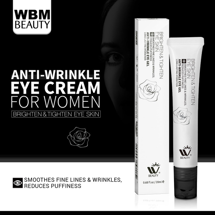 WBM Eye Cream with Metal Roller AntiAging Eye Treatment for Dark Circles Puffiness Wrinkles Hyaluronic Acid Retinol Niac