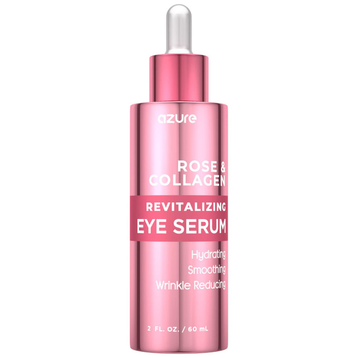 AZURE Rose Collagen Revitalizing Eye Serum Hydrating Smoothing Reduces Wrinkles Fine Lines Under Eye Bags Minimize Signs