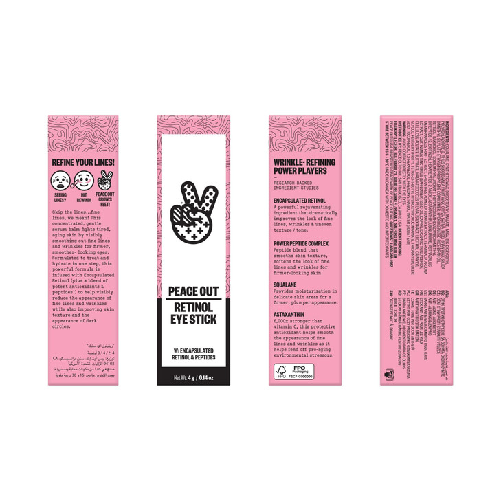 PEACE OUT Retinol Eye Jelly Stick Under Eye Treatment for Hydration Fine Lines Wrinkles with Encapsulated Retinol Peptid