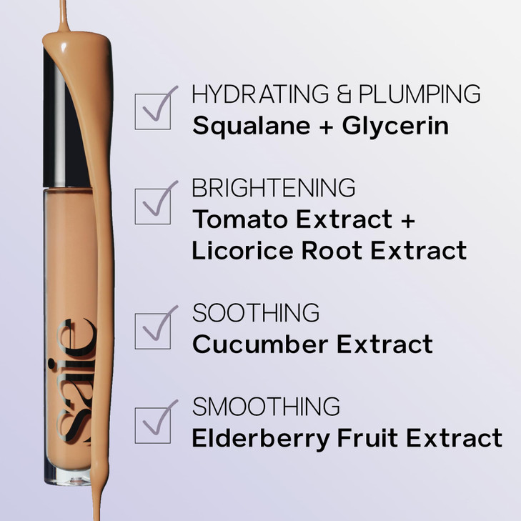 Saie Hydrabeam Under Eye Brightener Sheer Hydrating Concealer with Glycerin Squalane Cucumber Extract Brightening Under