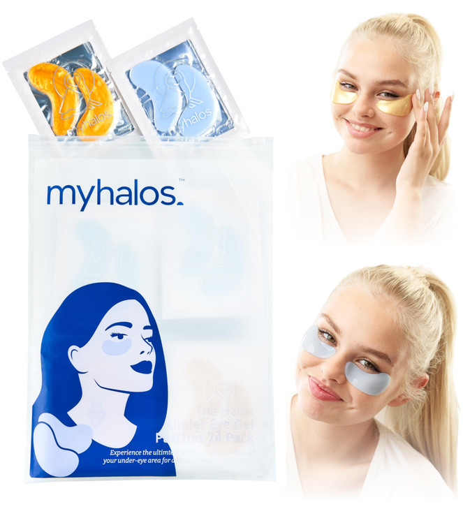 MyHalos Patented Eye Ice Pack for Puffy Eyes Set Under Eye Masks for Dark Circles and Puffiness 24 Eye Patches for Wrink