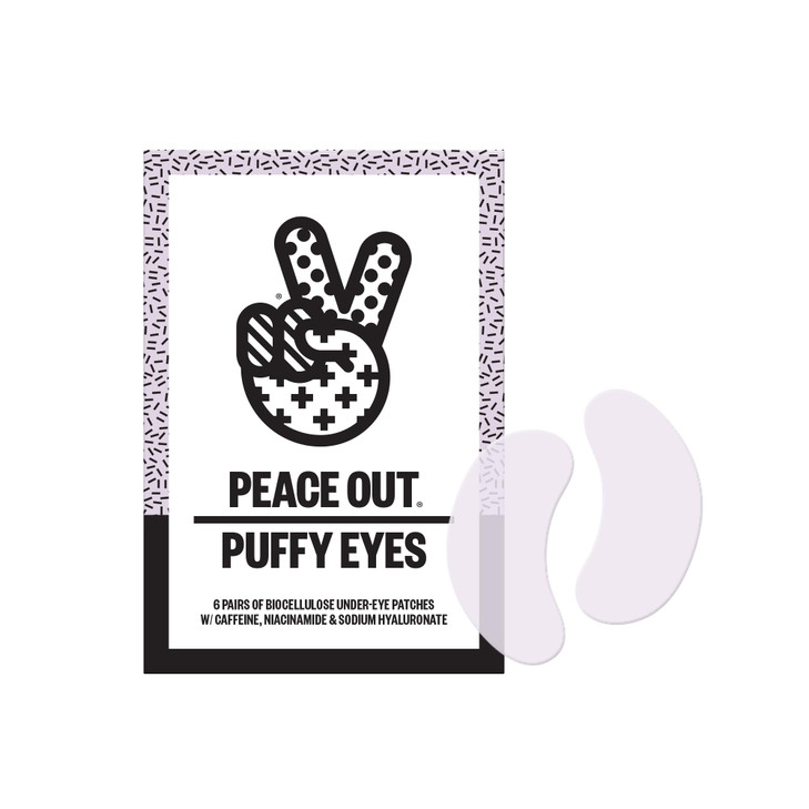 PEACE OUT Skincare Puffy Eyes Under Eye Patches Biocellulose Eye Masks with Caffeine and Niacinamide for Under Eye Puffi