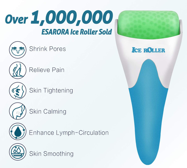 ESARORA Ice Roller for Face Eye Puffiness Migraine Pain Relief and Minor Injury Skin Care Products with 2 Roller Plastic