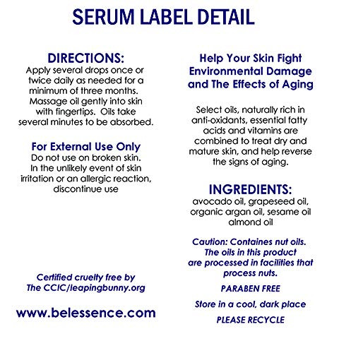 Bel Essence AntiWrinkle Oil Serum for Face 100 Natural Organic Hydrating Serum with Argan OilAnti Aging Serum Reduces Fi