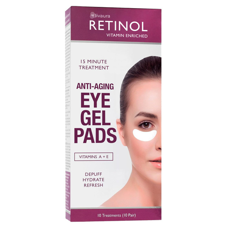 LIVAURA Retinol AntiAging Eye Gel Pads The Original Retinol Instant DePuff Treatment Soothing Vitamin A Eye Gel Pads Red
