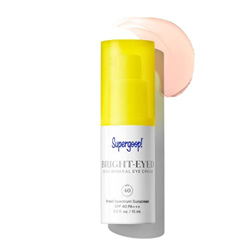 Supergoop BrightEyed Mineral Eye Cream 05 fl oz SPF 40 PA Hydrating Illuminating Mineral Sunscreen Under Eye Cream for D