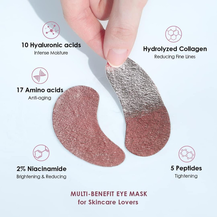 Sweet Dreams Collagen Glow Rose Gold Eye Masks Korean Under Eye Patches Puffy Eyes Dark Circles Wrinkles Collagen Niacin