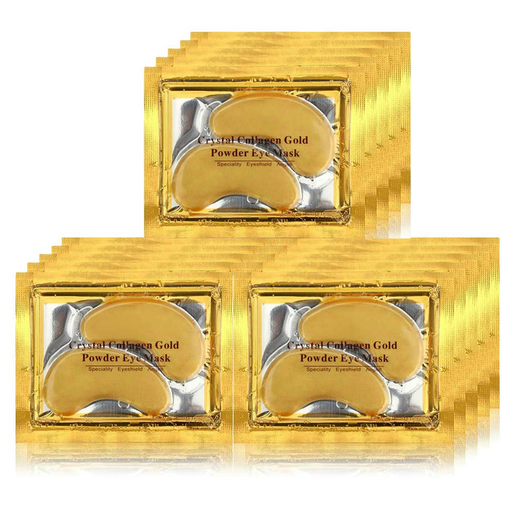 KlsyChry 24k Gold Under Eye Patches Crystal Collagen Eye Mask Gel Pads Gold Eye Masks for Dark Circles and Puffiness Red