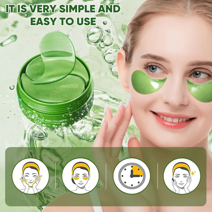 Aloe Vera Eye Mask 60 PCS Aloe Vera Under Eye PatchesUnder Eye Patches for Dark CirclesEye Puffiness Dark Circles Treatm