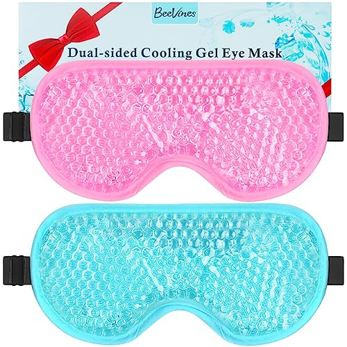 BeeVines Gel Eye Mask 2 Pack Cooling Ice Masks for Puffy Eyes for Men Women Cold Warm Compress for Post Surgery Puffines