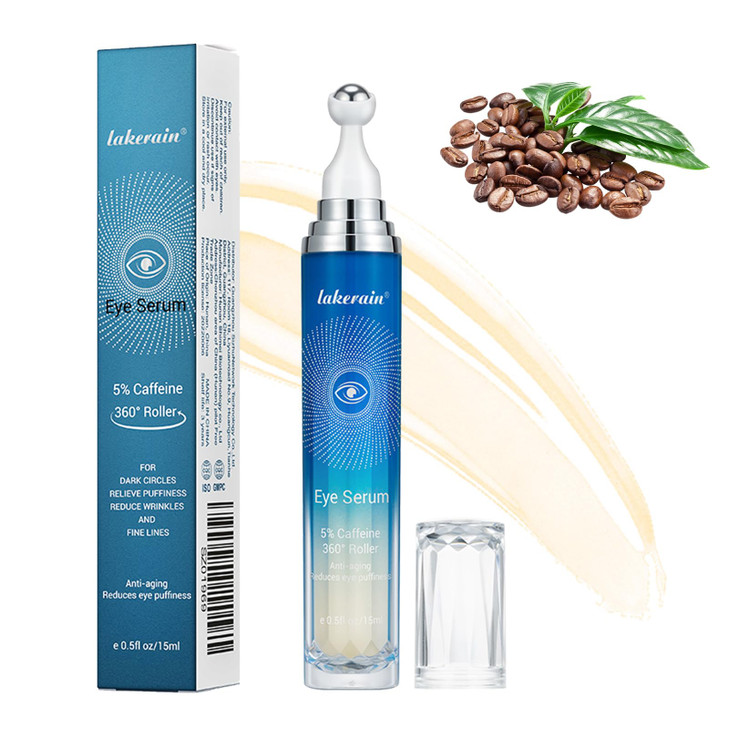 MIESCHER 5 Caffeine Eye Serum with 360 Massage Roller Serum for Dark Circles Relieve Puffiness Reduce Wrinkles and Fine