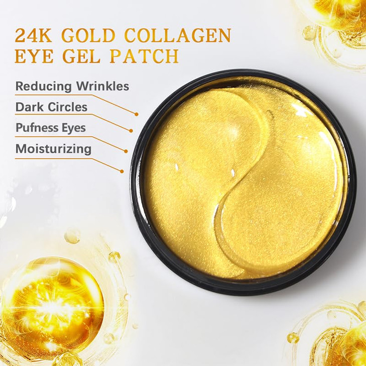 LIYALAN 24K Gold Under Eye Patches for Dark Circles and Puffiness Eye Mask Skin Care Products for Puffy Eyes Beauty for